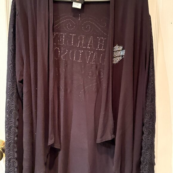 LADIES HARLEY DAVIDSON OPEN CARDIGAN WITH LOTS OF BLING - Picture 1 of 6
